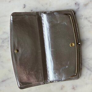 Silver Leather Clutch Handbag - Vintage Purse/Wallet
